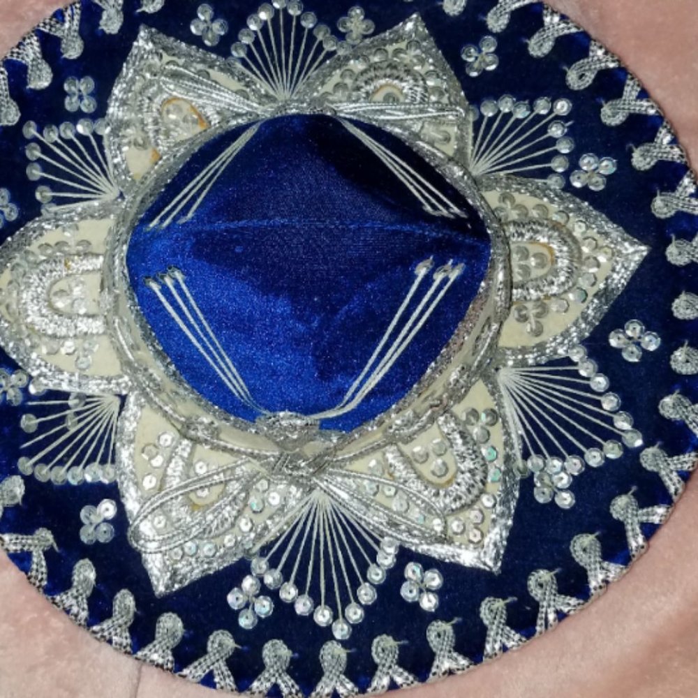 Childs Mariachi Sombrero. Royal Blue and Silver. H